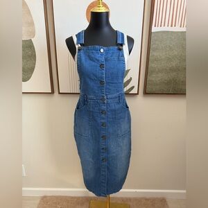 Rachel Roy Blue Denim Overall Midi Dress